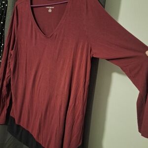 Lane Bryant Deep Red V-Neck Blouse(14/16)